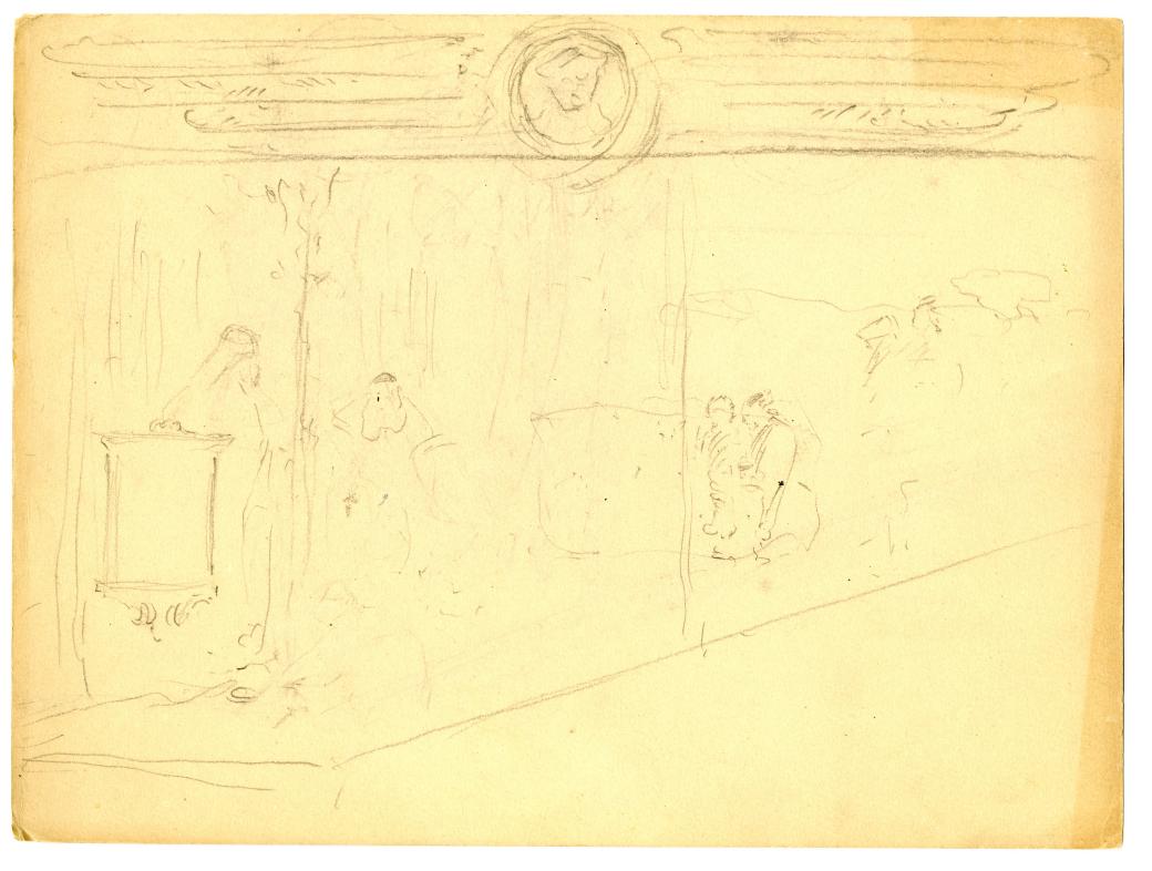 Pencil sketching on paper double sided.