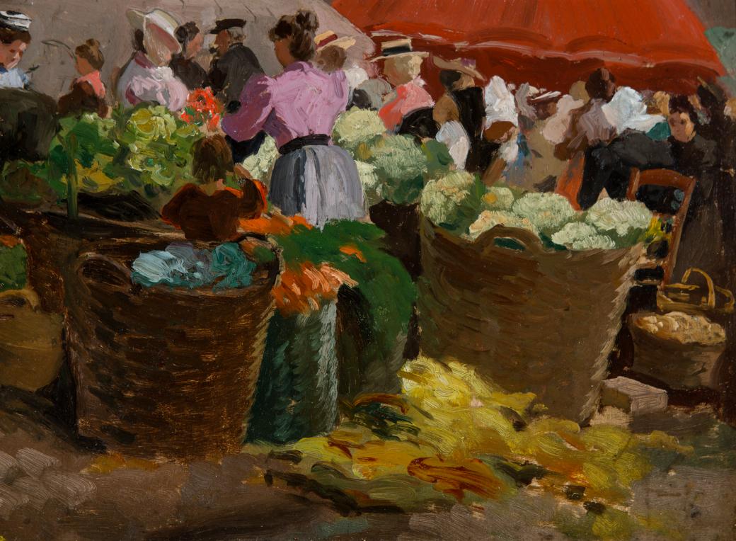 Large baskets full of fruit.