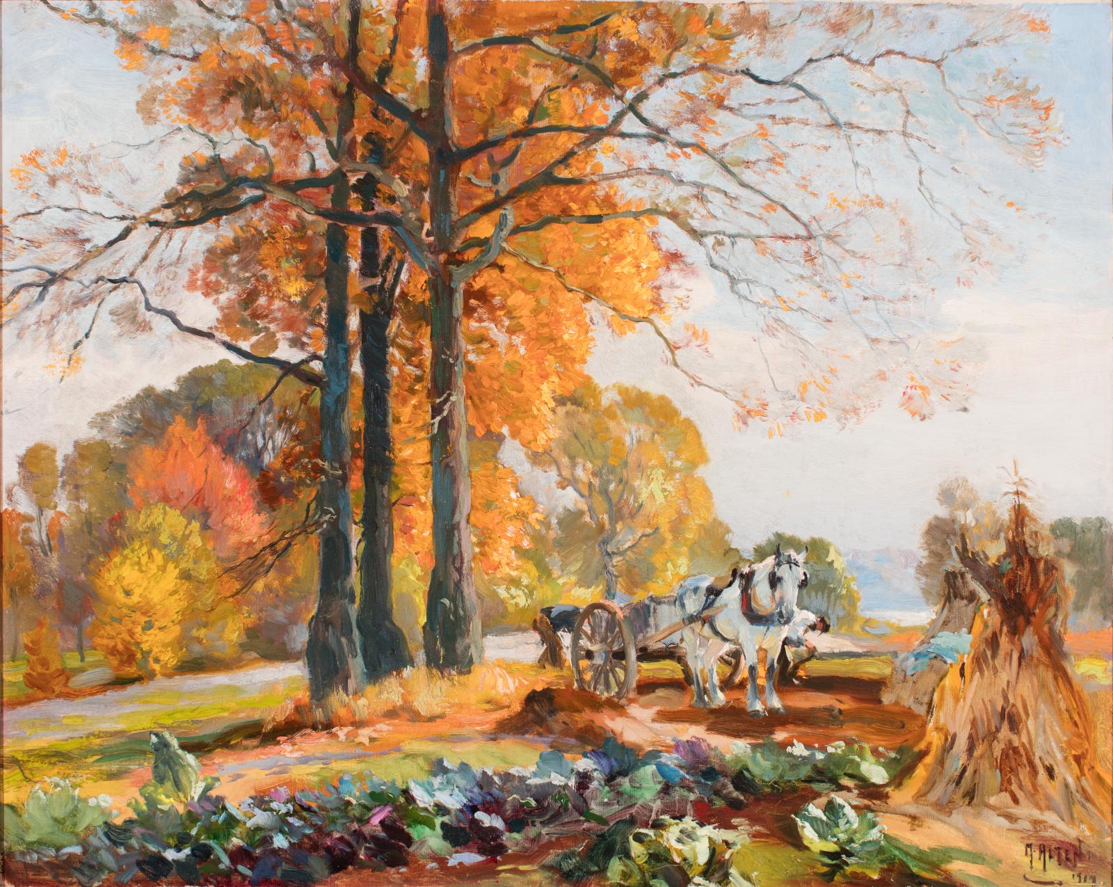 Oil landscape painting.