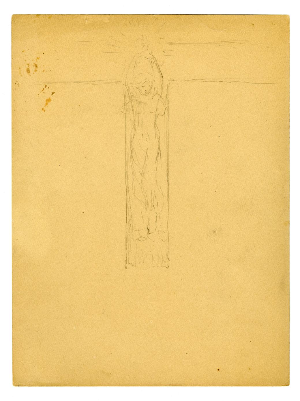 Woman on a cross holding an orb of light above her head