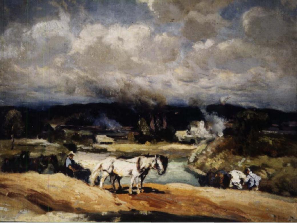 Man using a white and a black horse to plow a field.