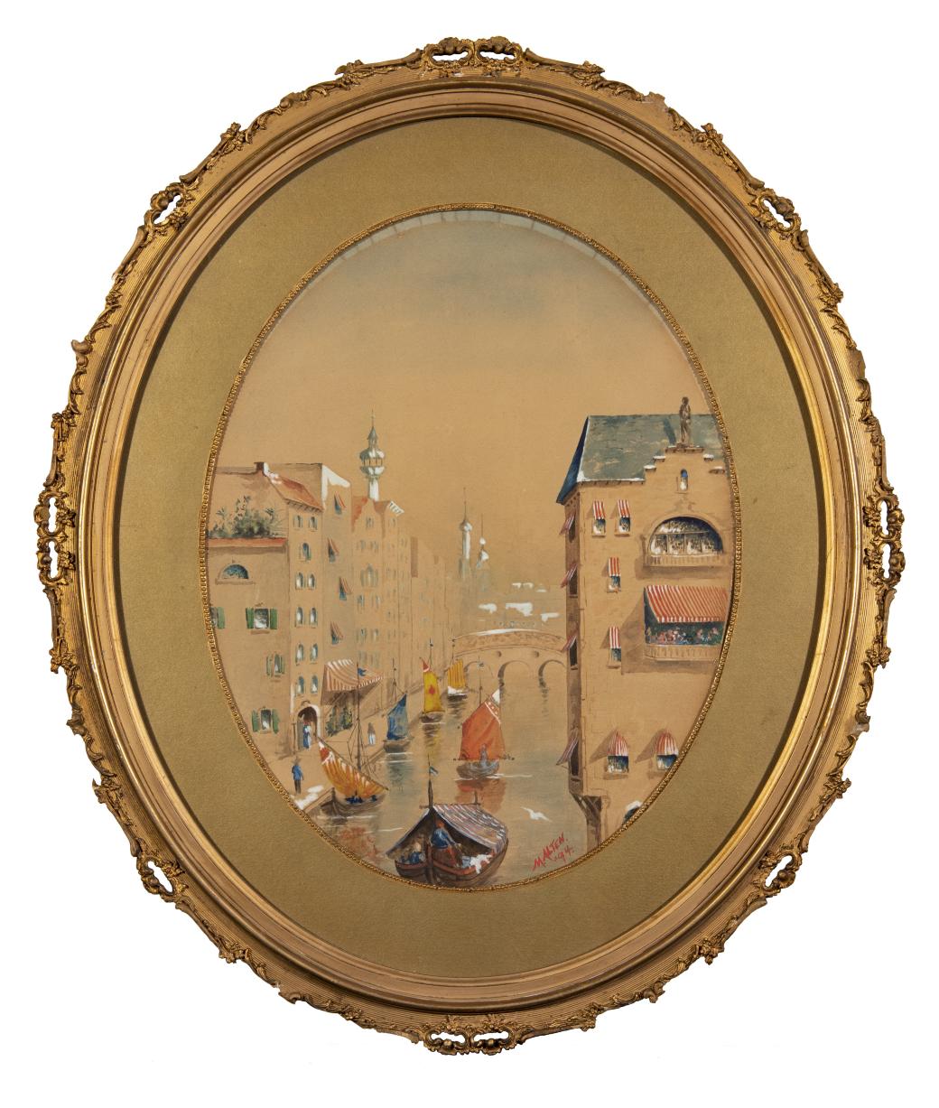 Oval image and frame.