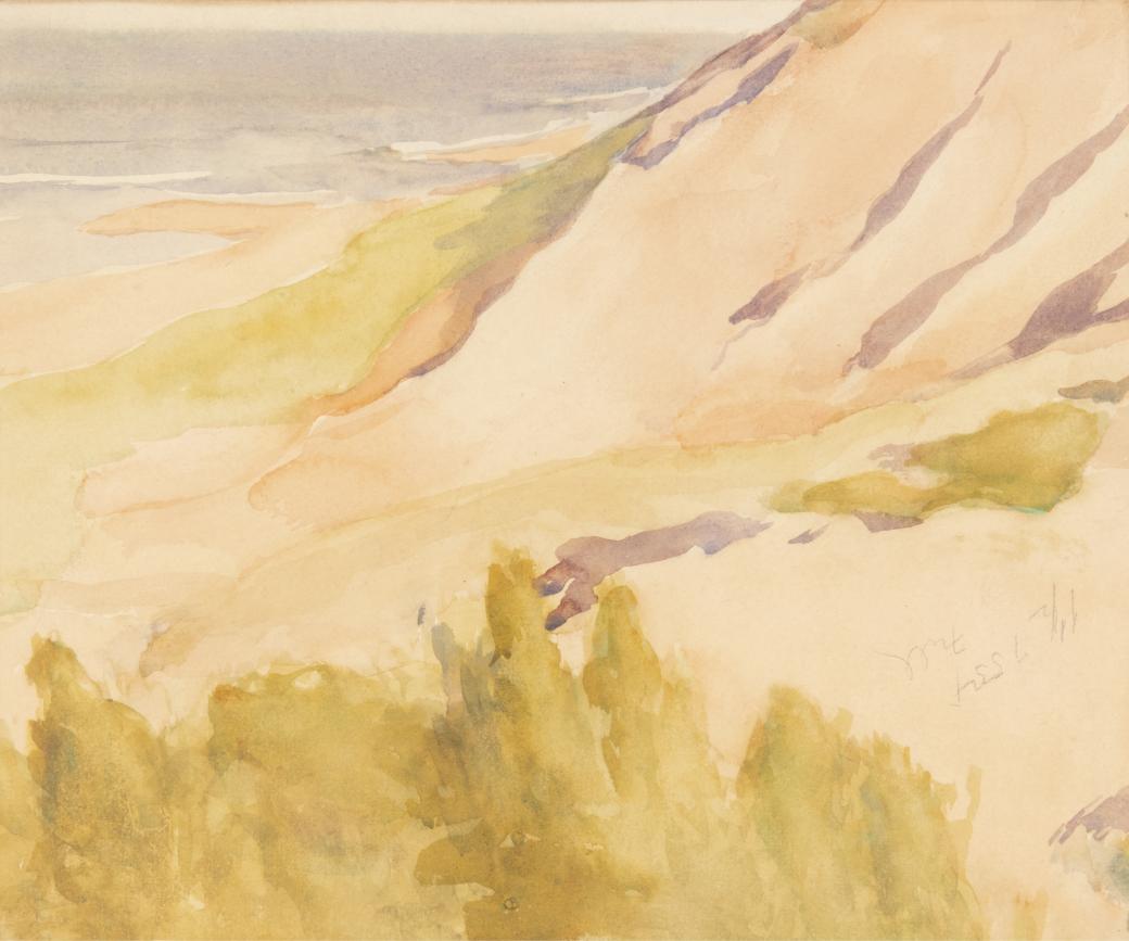 Back Watercolor Image of Foggy Day.