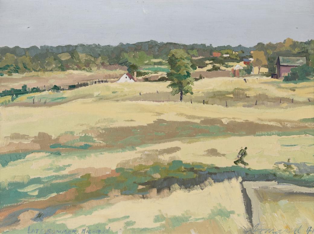 Landscape with mostly yellow and brown grassy areas with hints of green.