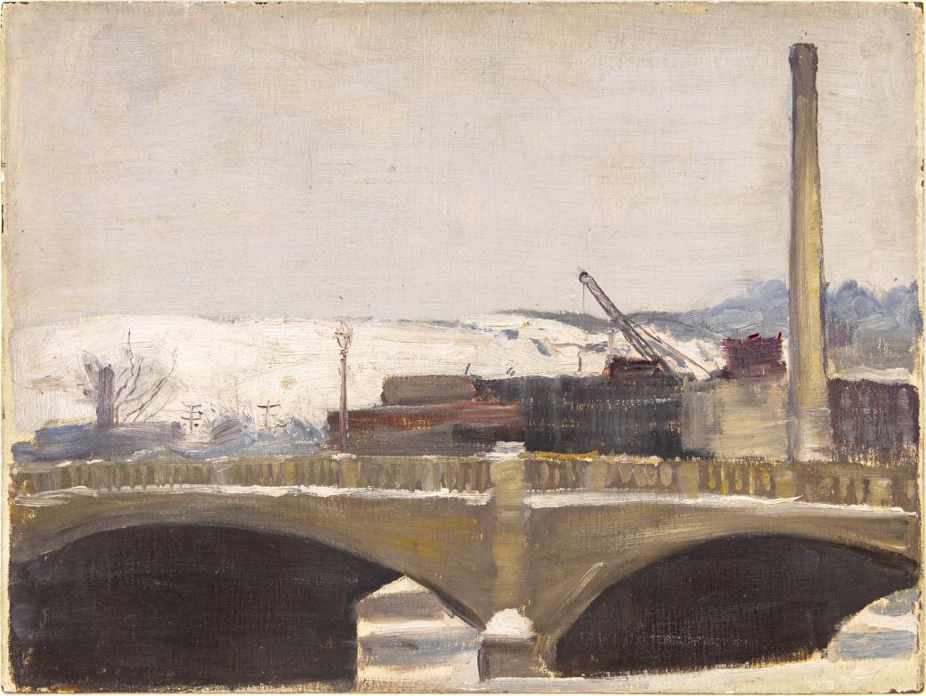 Winter industrial landscape image.