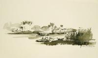 Monochrome Watercolor Landscape