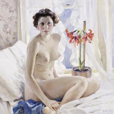 Nude with Amaryllis