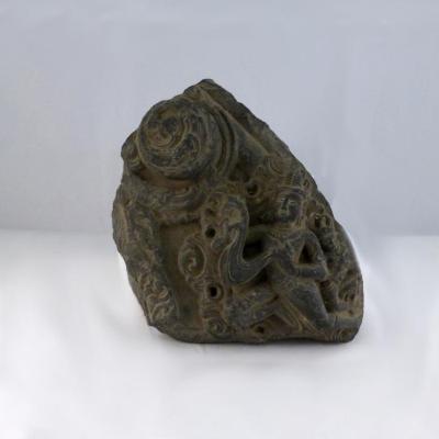 Black Stone Relief Carving Fragment, Southeast Asia