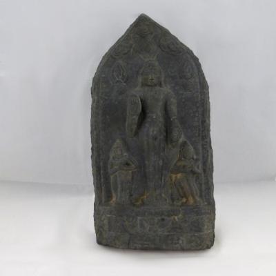 Blackstone Stele of Jain Tirthankara with Attendants, Southeast Asia