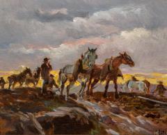 Plowing at Sunset