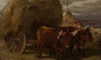 Man with Team of Oxen and Hay Wagon, Lyme