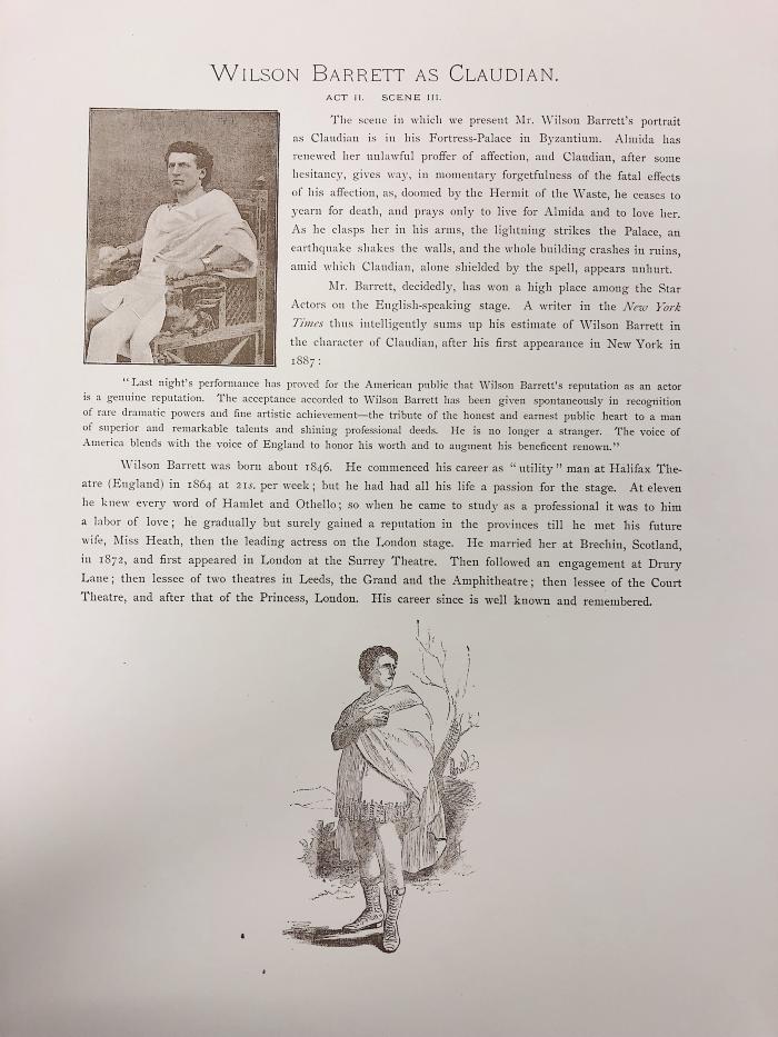 Wilson Barrett as Claudian (Act II, Scene III) 
