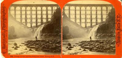 Portage Bridge and first Falls from below, Portage N.Y.