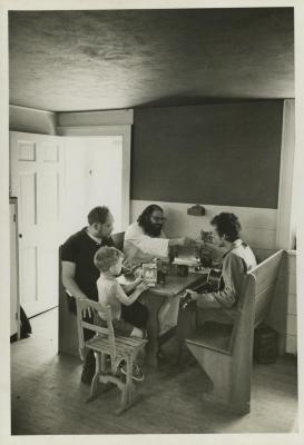 "Breakfast with Friends" Bob Dylan, Allen Ginsberg, Al Aronowitz and Son, Woodstock, New York