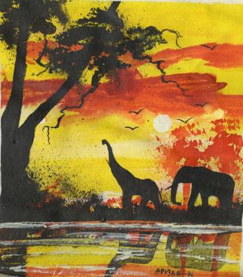 Untitled (Ghana Landscape with Elephants)