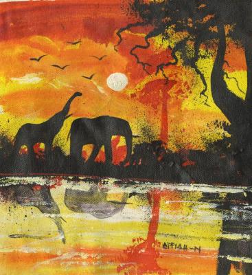 Untitled (Ghana Landscape with Elephants)