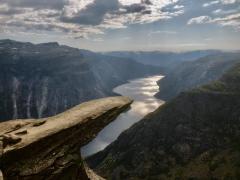 Trolltunga Overlooking Lake Ringedalsvatnet in Norway