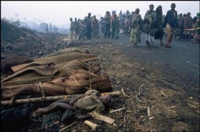 Refugee victims of cholera during exodus from the Rwandan Genocide Crisis