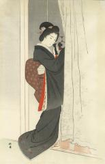 Wife of a Wealthy Merchant on the Telephone in the Meji Era