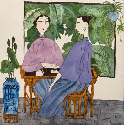 Two Women at Tea