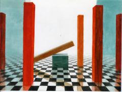 Untitled (Checkered Floor and Red Columns)