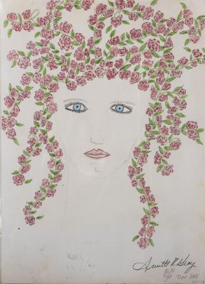 Head of Girl with Hair of Flowers