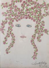 Head of Girl with Hair of Flowers