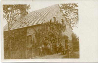 Untitled (Stone Building and People) 