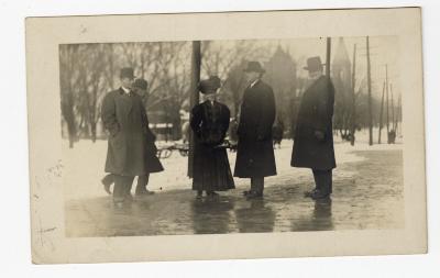 Untitled (Five People eon Sidewalk in Snow) 