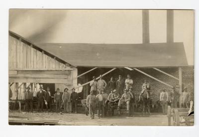 Untitled (Building and Large Group of Men) 