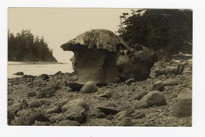 Untitled (Large Rocks on Shore and Goats) 