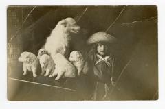 Untitled (Girl with dog and puppies)