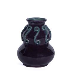 Eggplant Vase with Blue Swirls