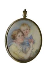 Miniature Portrait Necklace of Mrs. Ernold Mason with Child